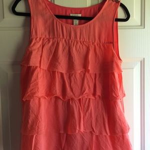 J Crew 6 Silk Tank Top Tiered Coral Side Zip